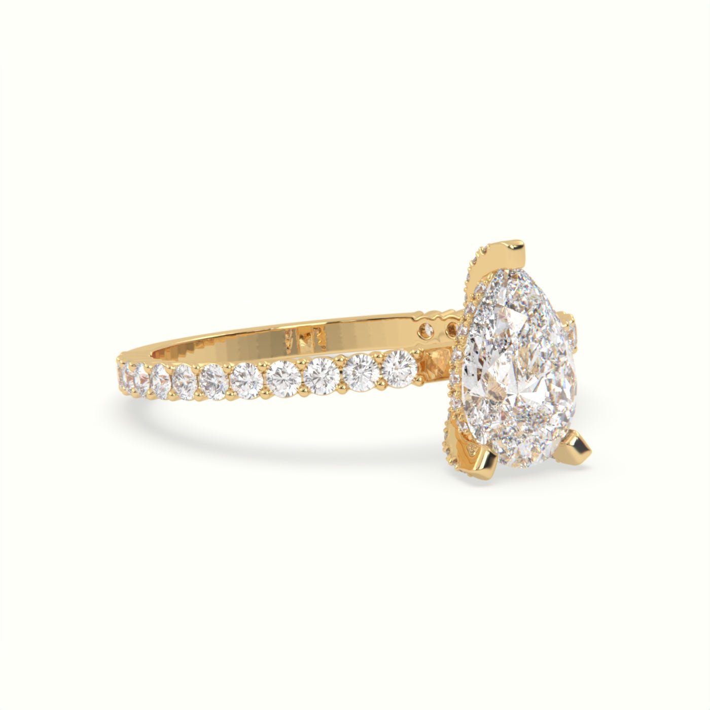 18k Gold Pear Cut Pave Set Engagement Ring - shemesh_diamonds