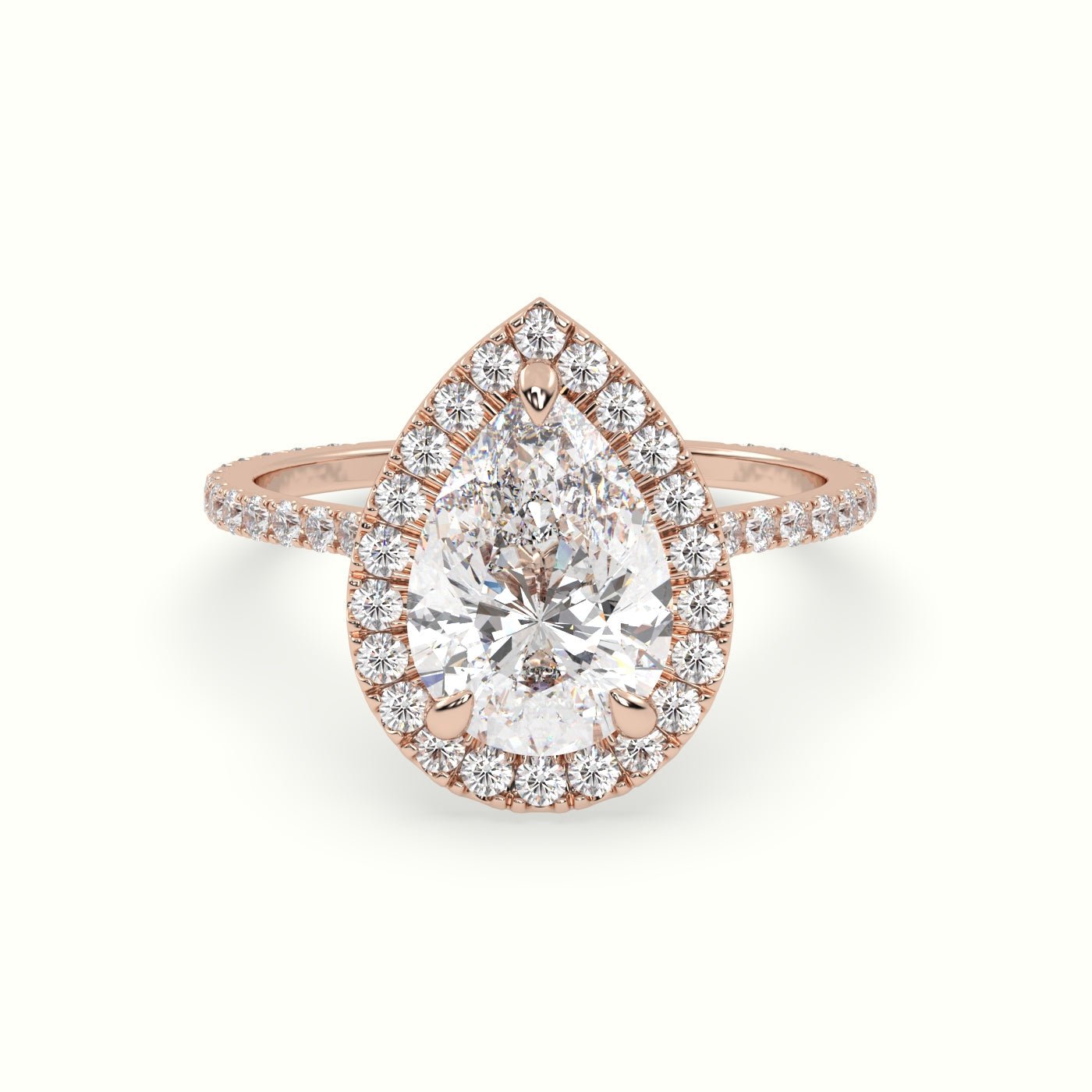 18k Gold Pear Cut VintageHalo Engagement Ring - shemesh_diamonds