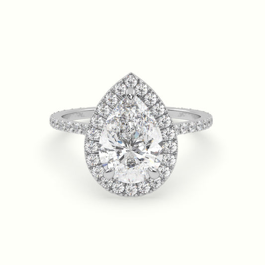 18k Gold Pear Cut VintageHalo Engagement Ring - shemesh_diamonds