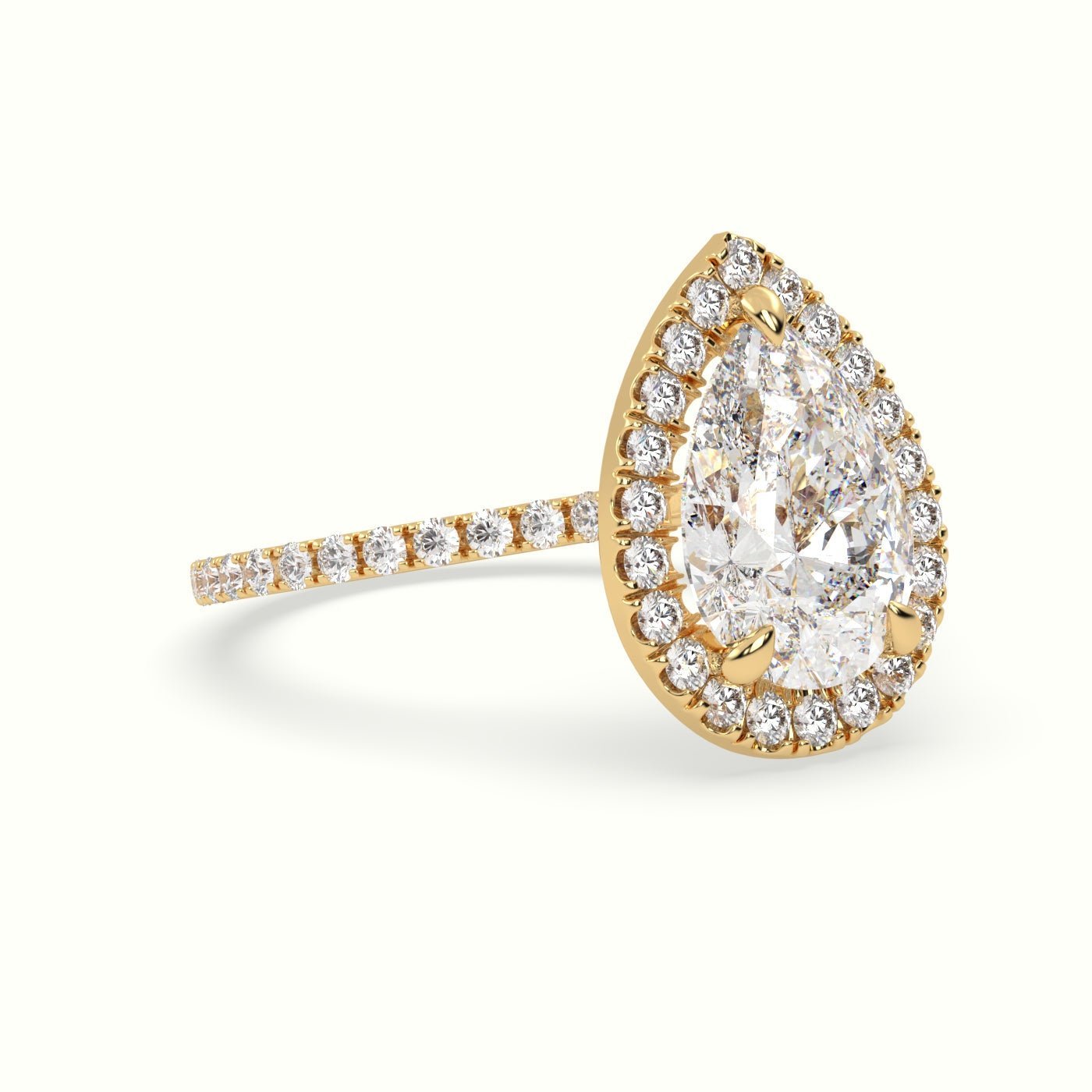 18k Gold Pear Cut VintageHalo Engagement Ring - shemesh_diamonds