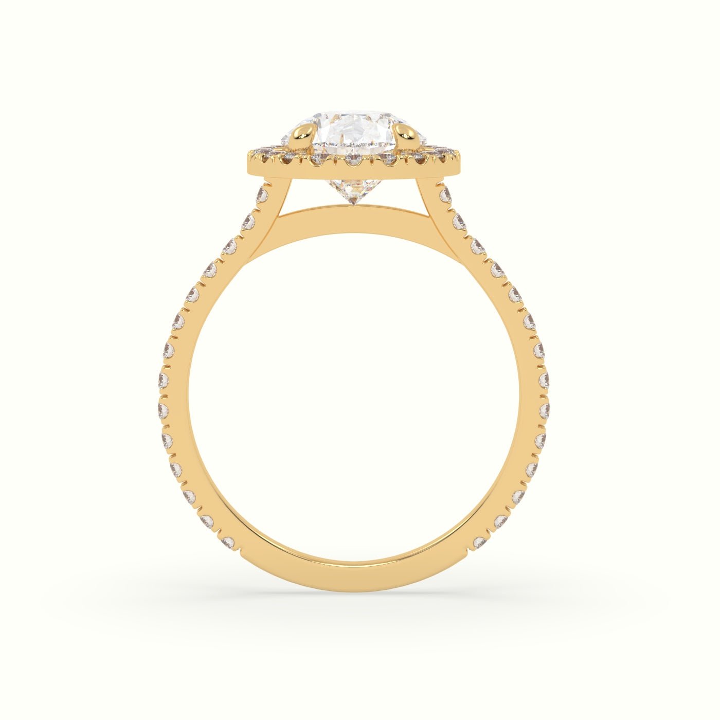 18k Gold Pear Cut VintageHalo Engagement Ring - shemesh_diamonds