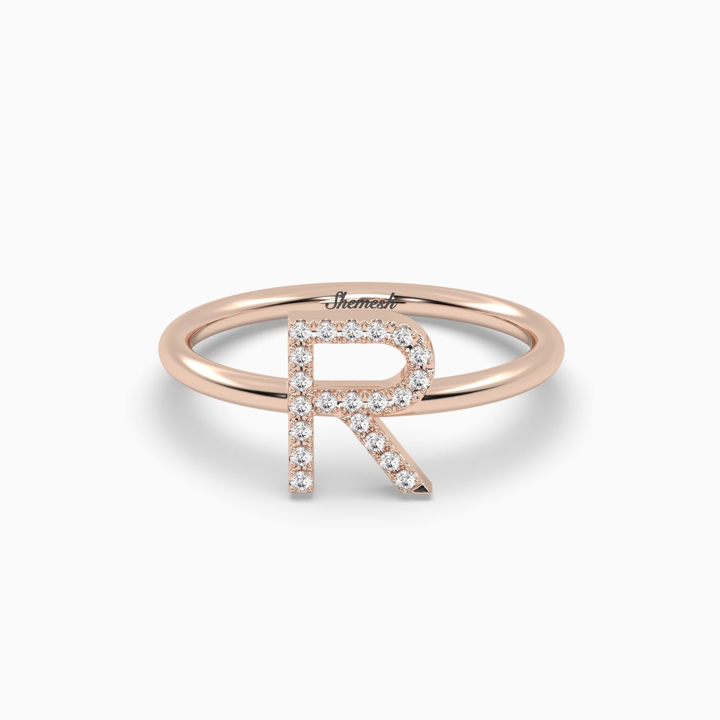 18K Gold "R" Initial Ring - shemesh_diamonds