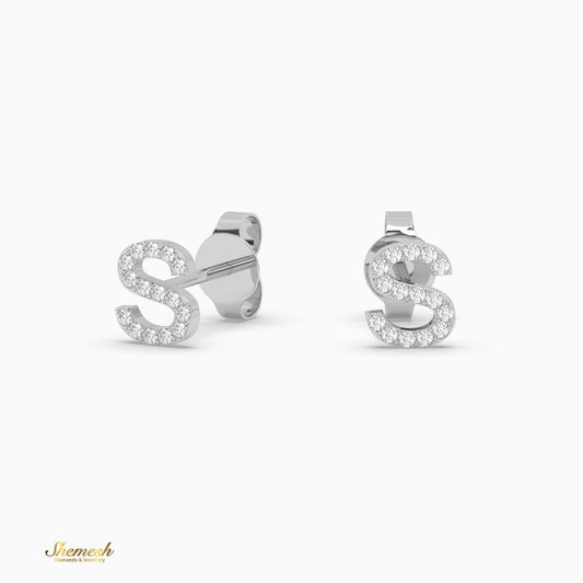 18K Gold "S" Initial Stud Earrings - shemesh_diamonds