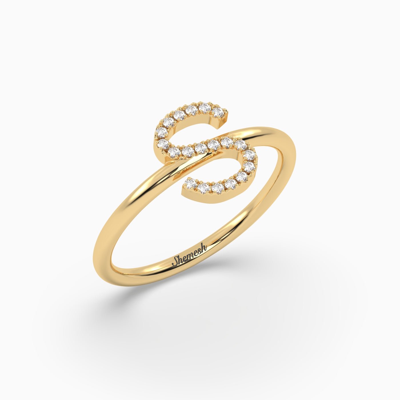 18K Gold "S" Initial Ring - shemesh_diamonds