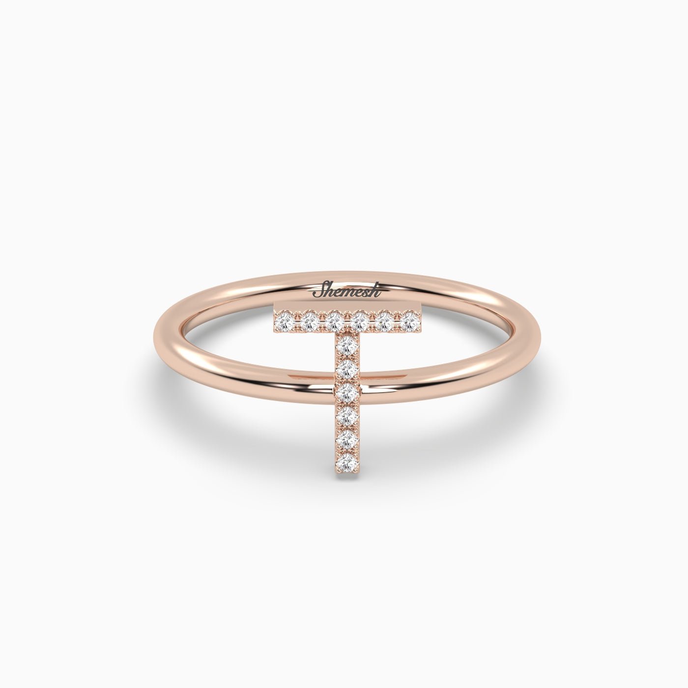 18K Gold "T" Initial Ring - shemesh_diamonds