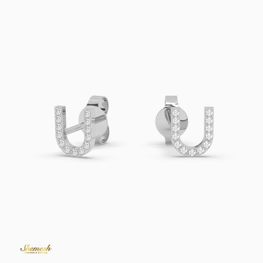 18K Gold "U" Initial Stud Earrings - shemesh_diamonds