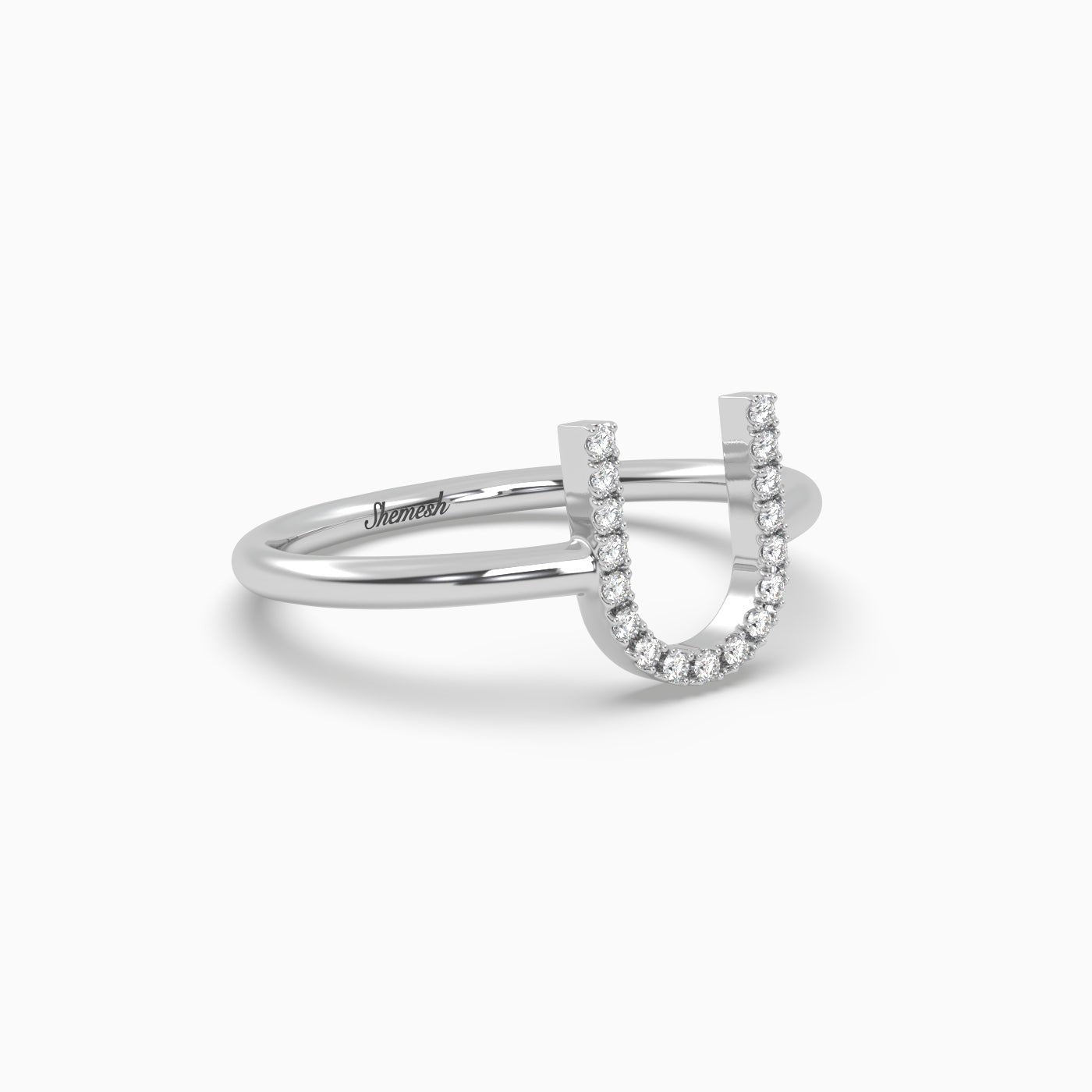 18K Gold "U" Initial Ring - shemesh_diamonds