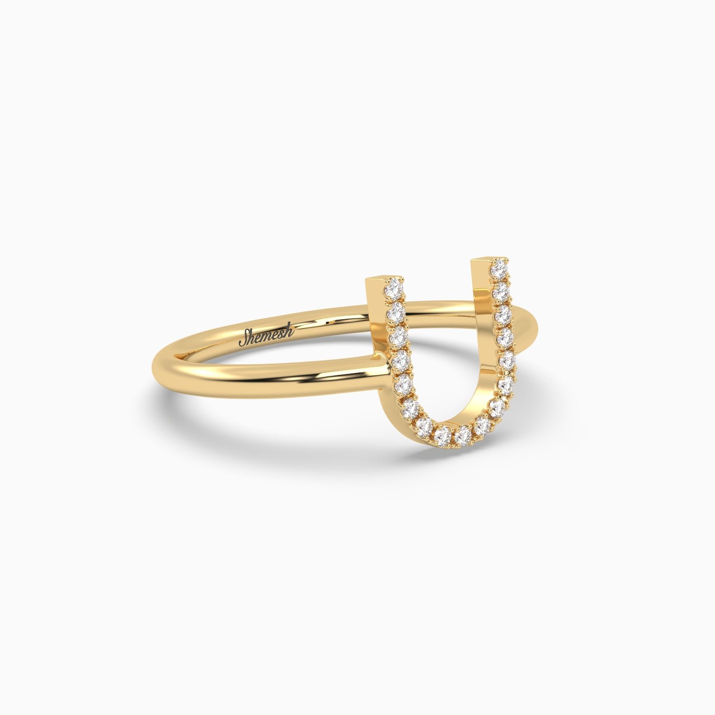 18K Gold "U" Initial Ring - shemesh_diamonds