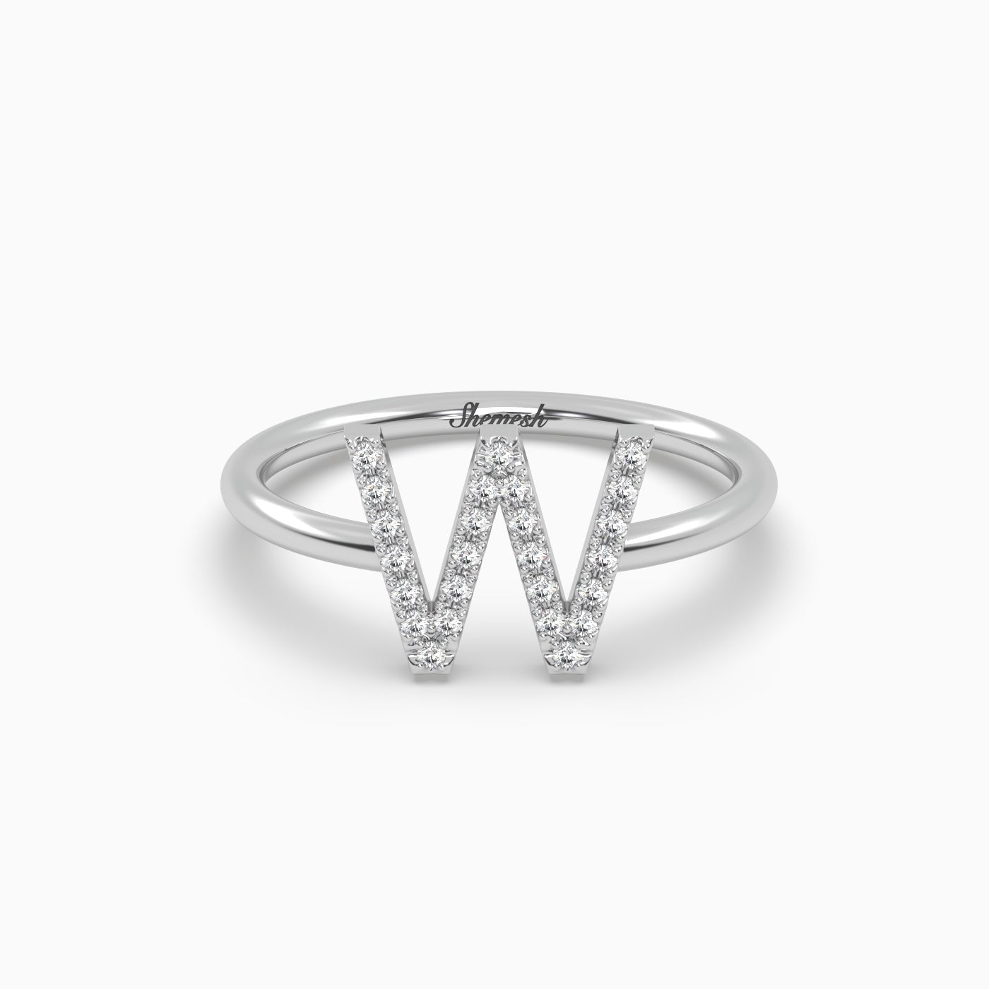 18K Gold "W" Initial Ring - shemesh_diamonds