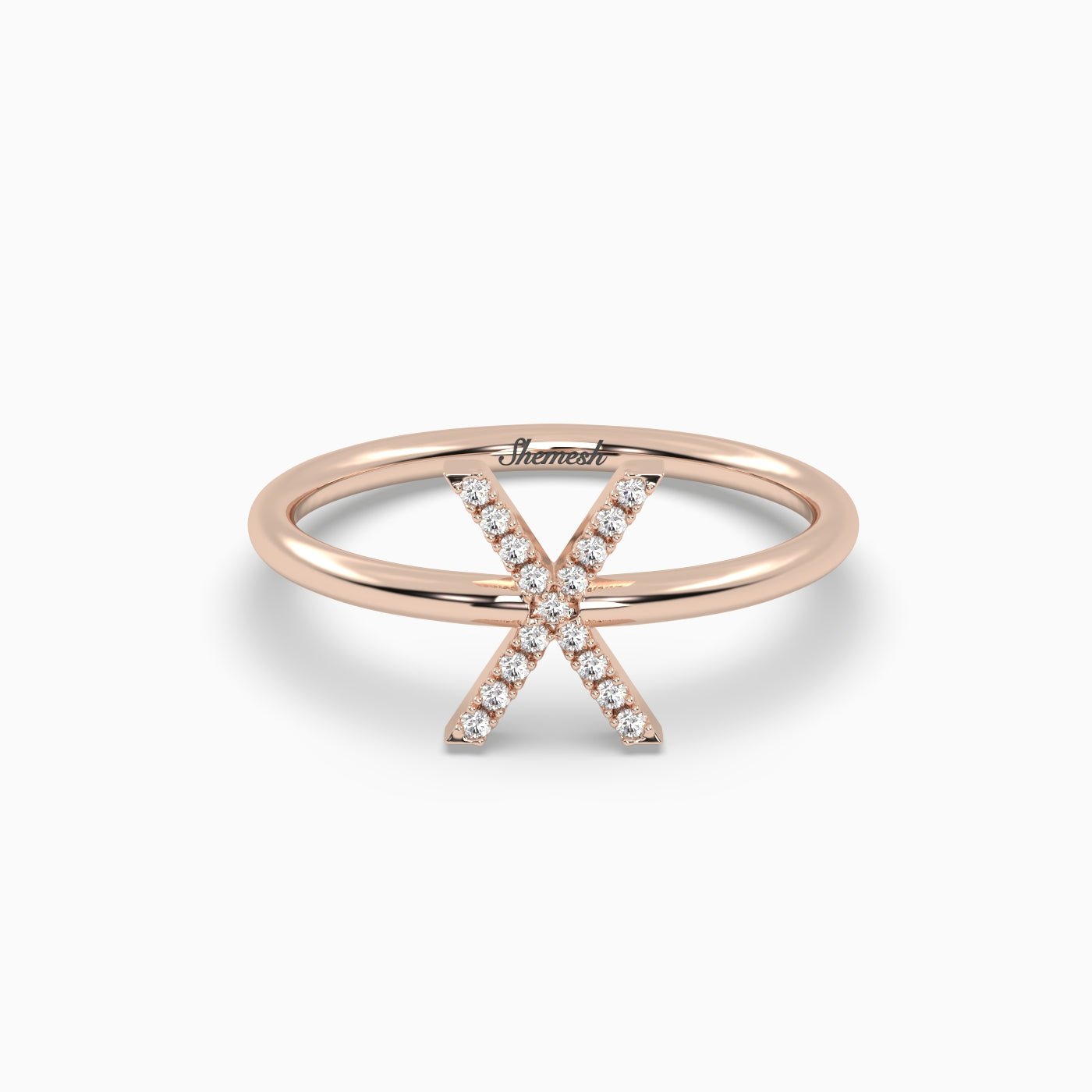 18K Gold "X" Initial Ring - shemesh_diamonds