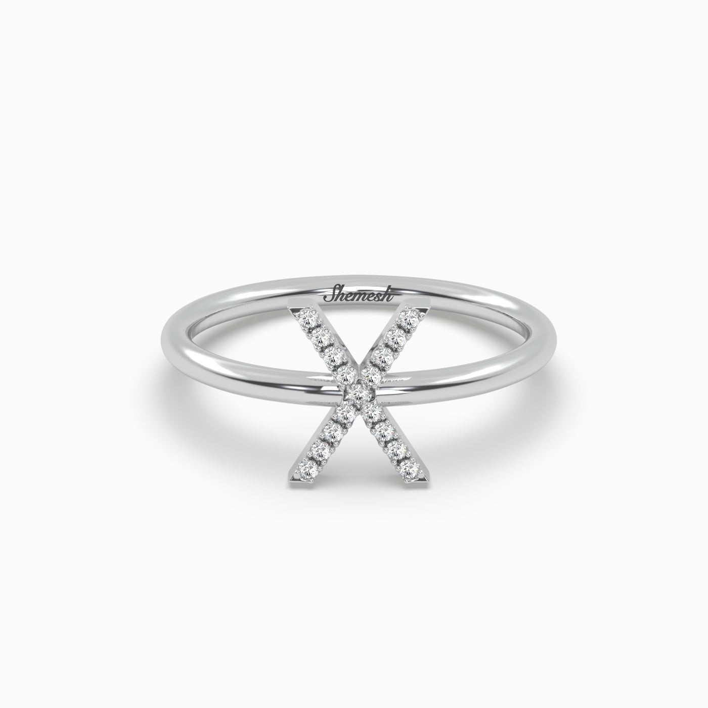 18K Gold "X" Initial Ring - shemesh_diamonds