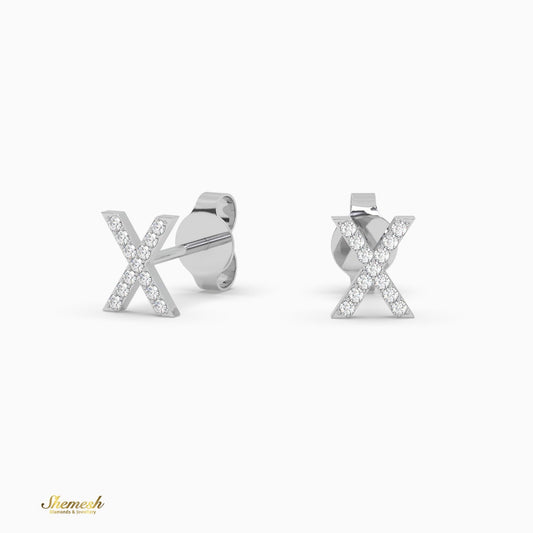 18K Gold "X" Initial Stud Earrings - shemesh_diamonds