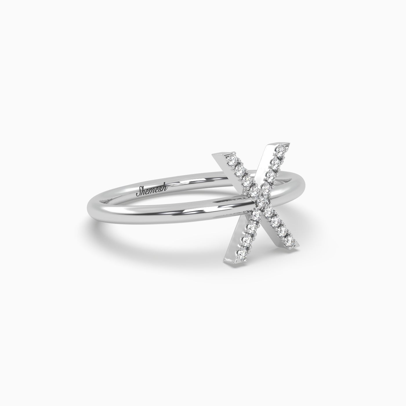 18K Gold "X" Initial Ring - shemesh_diamonds