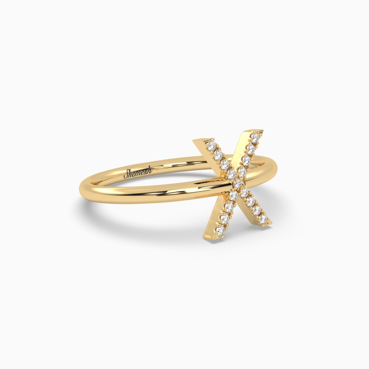 18K Gold "X" Initial Ring - shemesh_diamonds