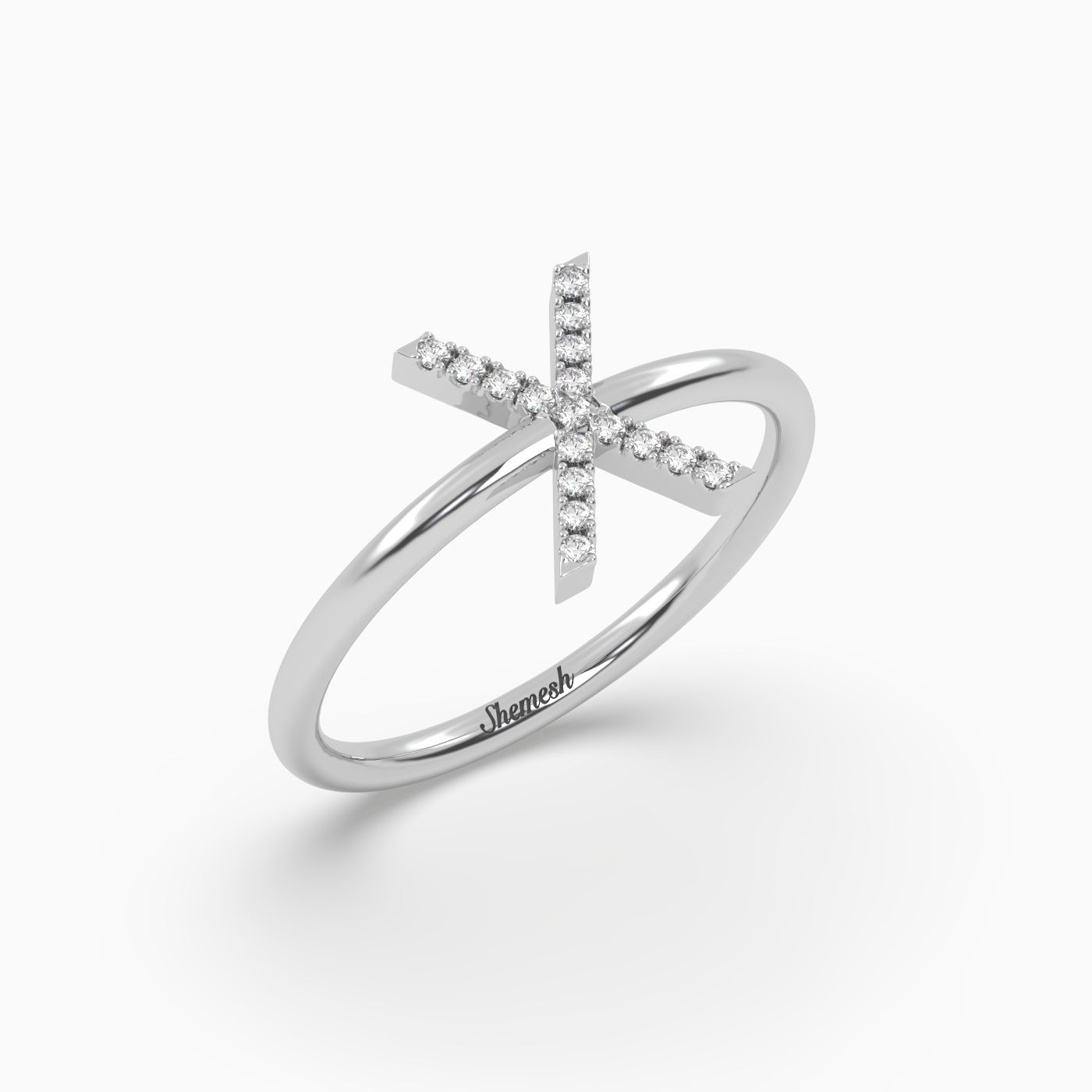 18K Gold "X" Initial Ring - shemesh_diamonds