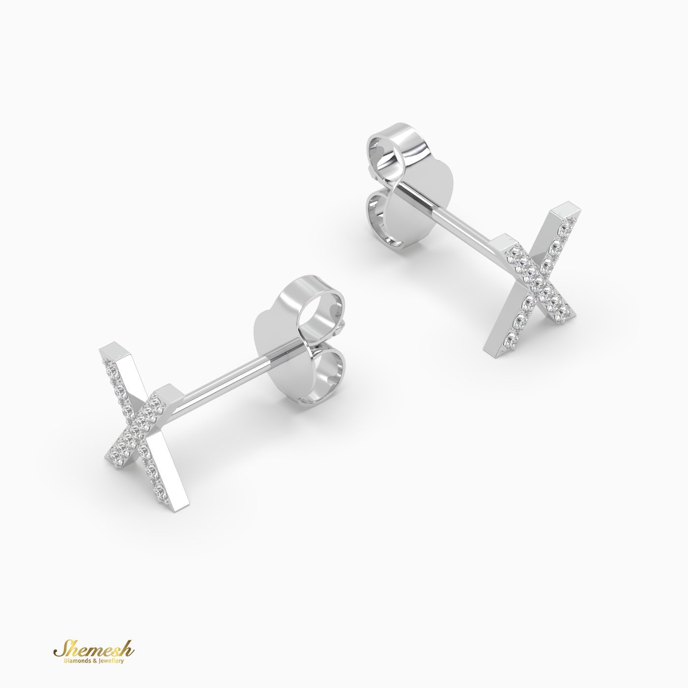 18K Gold "X" Initial Stud Earrings - shemesh_diamonds