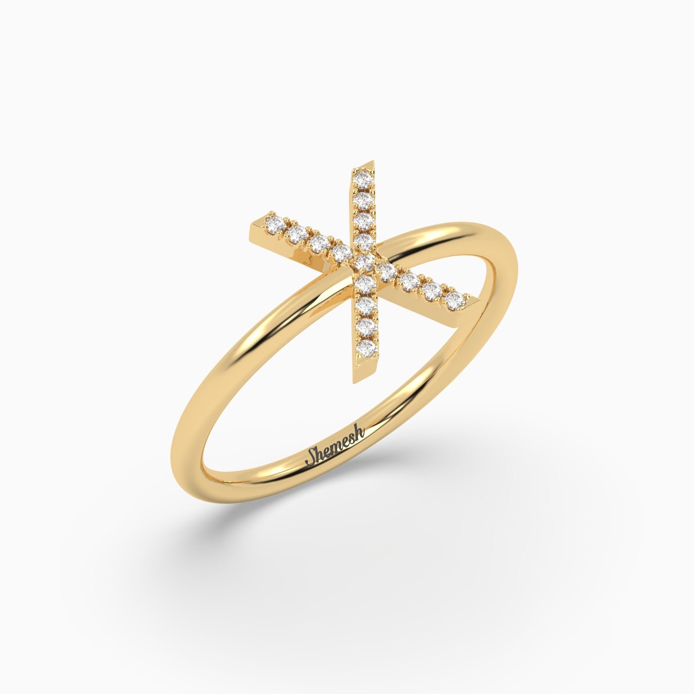 18K Gold "X" Initial Ring - shemesh_diamonds