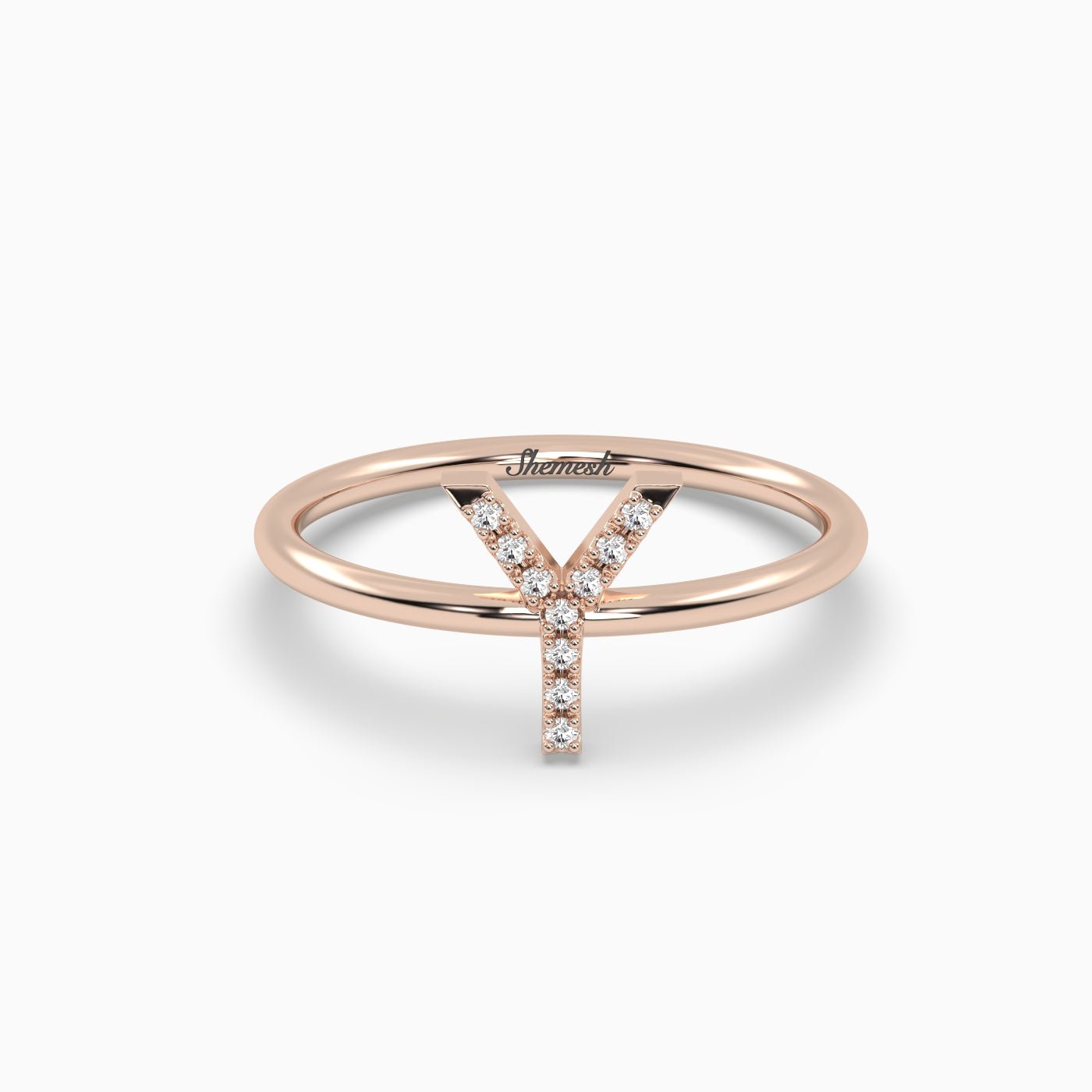 18K Gold "Y" Initial Ring - shemesh_diamonds