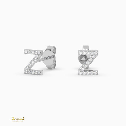 18K Gold "Z" Initial Stud Earrings - shemesh_diamonds