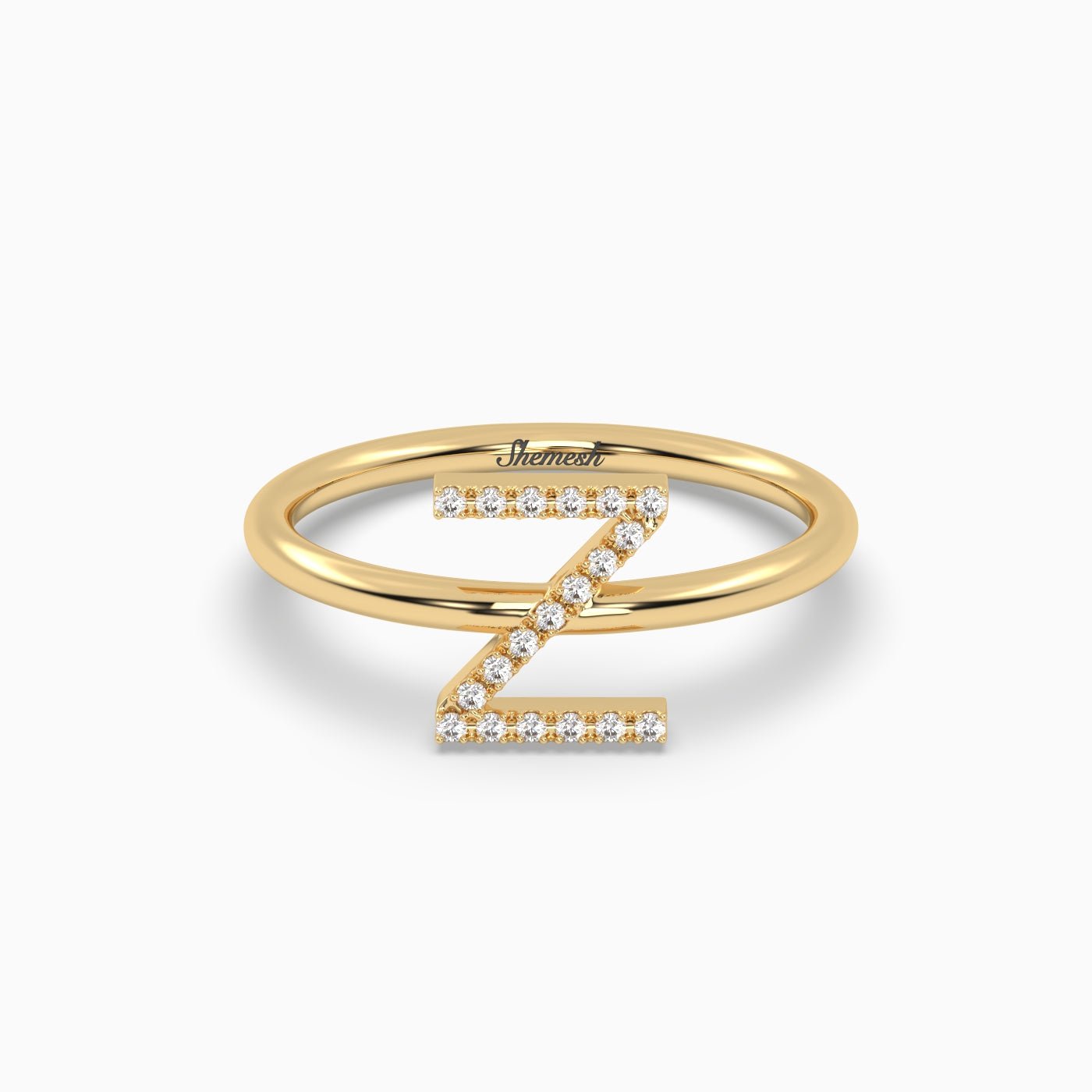 18K Gold "Z" Initial Ring - shemesh_diamonds